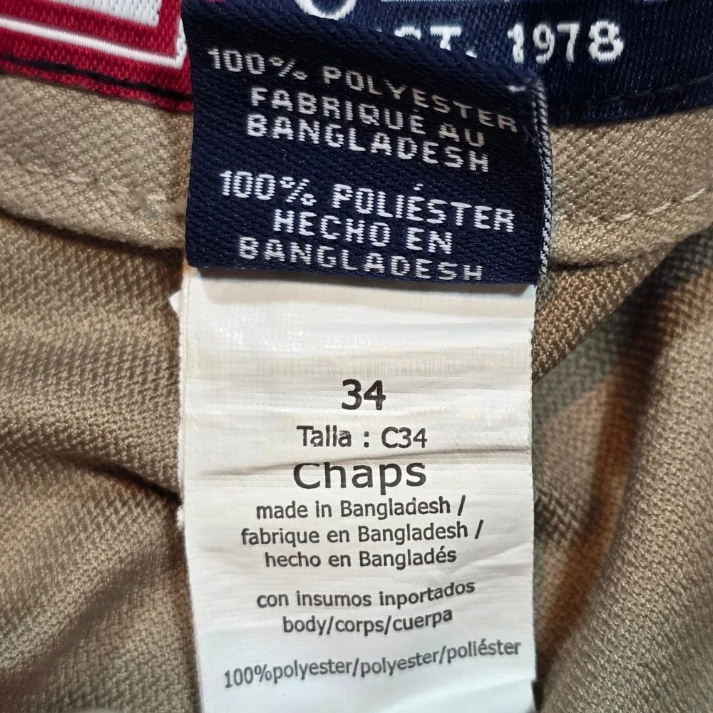 Chaps Mens Tan Khaki Flat Front Golf Shorts Size 34 Preppy Flat Front Casual